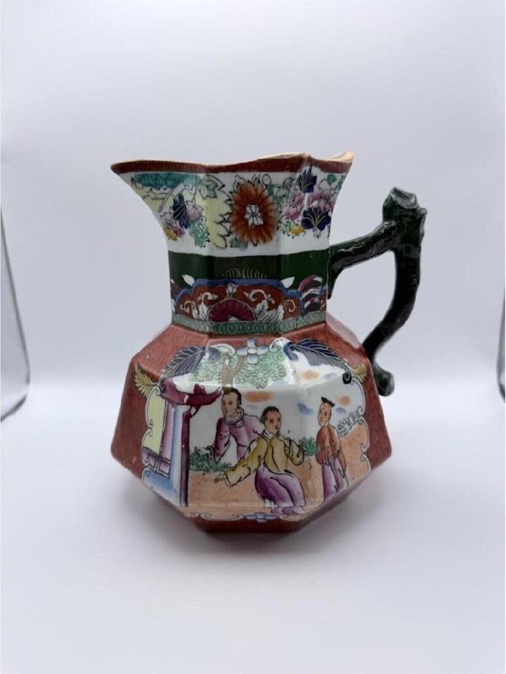 Antique Mason’s Ironstone Hydra Jug Chinoiserie Imari Scale Pitcher England